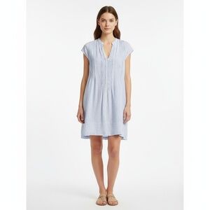 CP Shades x Free People Regina Cap Sleeve Tunic Dress Small Blue Stripe Pintuck